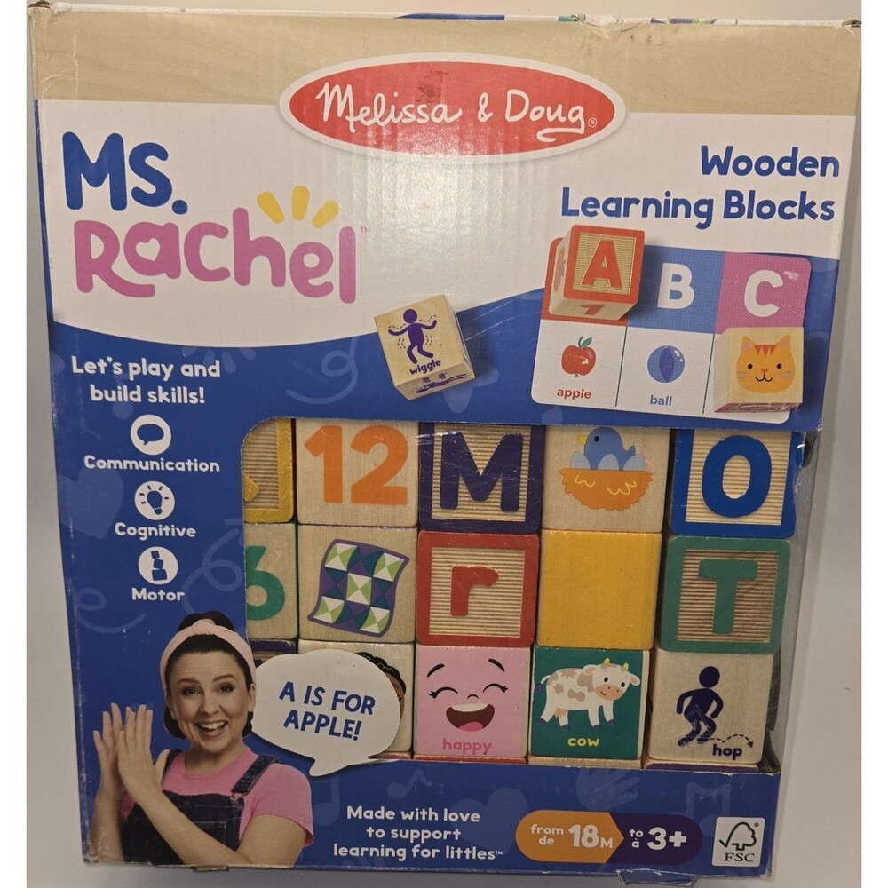 Melissa & Doug Ms. Rachel Wooden Alphabet Blocks Set 26pcs Educational Toy 2023